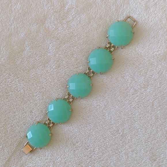 Kendra Scott Cassie Bracelet Chalcedony Chunky Statement Gold Seafoam Green - Picture 3 of 15